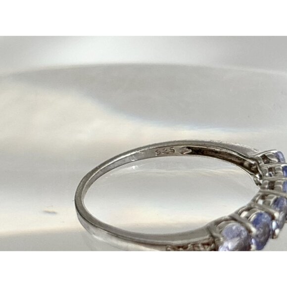Blue Topaz Accented Band Style 925 Sterling Silver Vintage Ring - sz 8 - Picture 7 of 13
